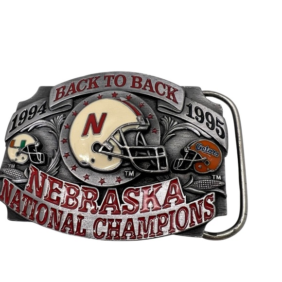Vtg Limited edition Nebraska Cornhuskers 1994-1995 National Champion belt buckle - Picture 3 of 14